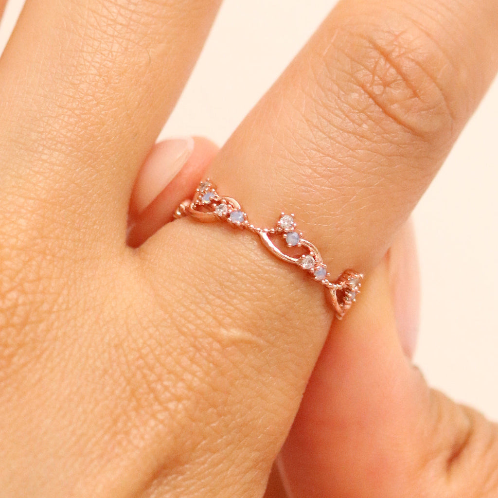 Wavy Moonstone & Cubic Ring