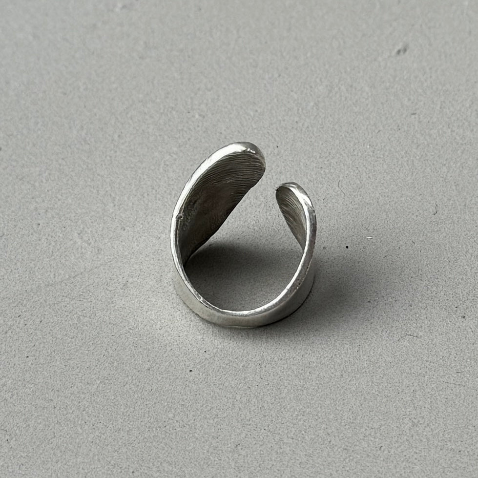 Abstract Asymmetric Silver Ring