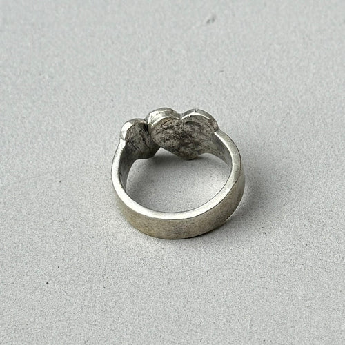 Crossed Hearts Silver Ring