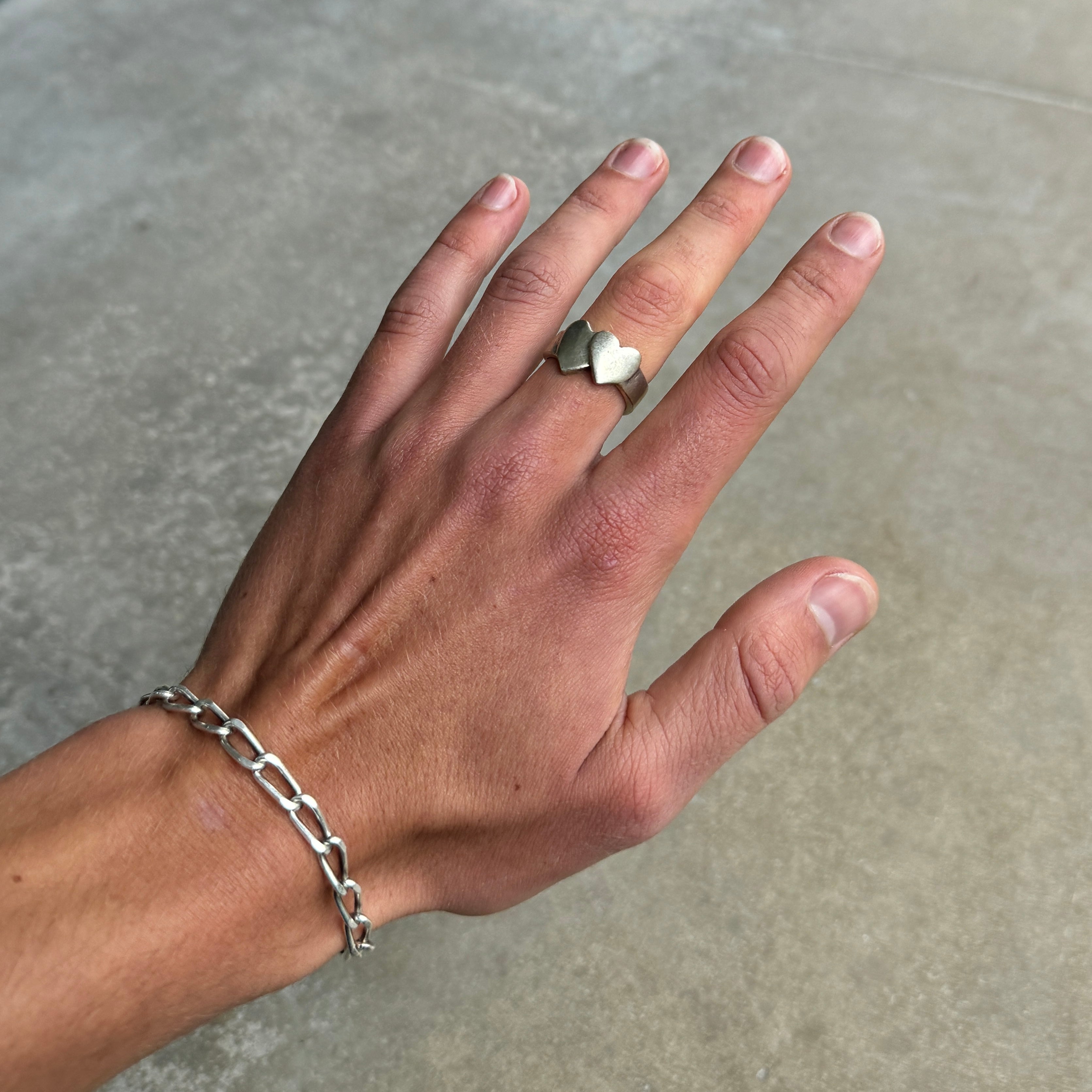 Crossed Hearts Silver Ring