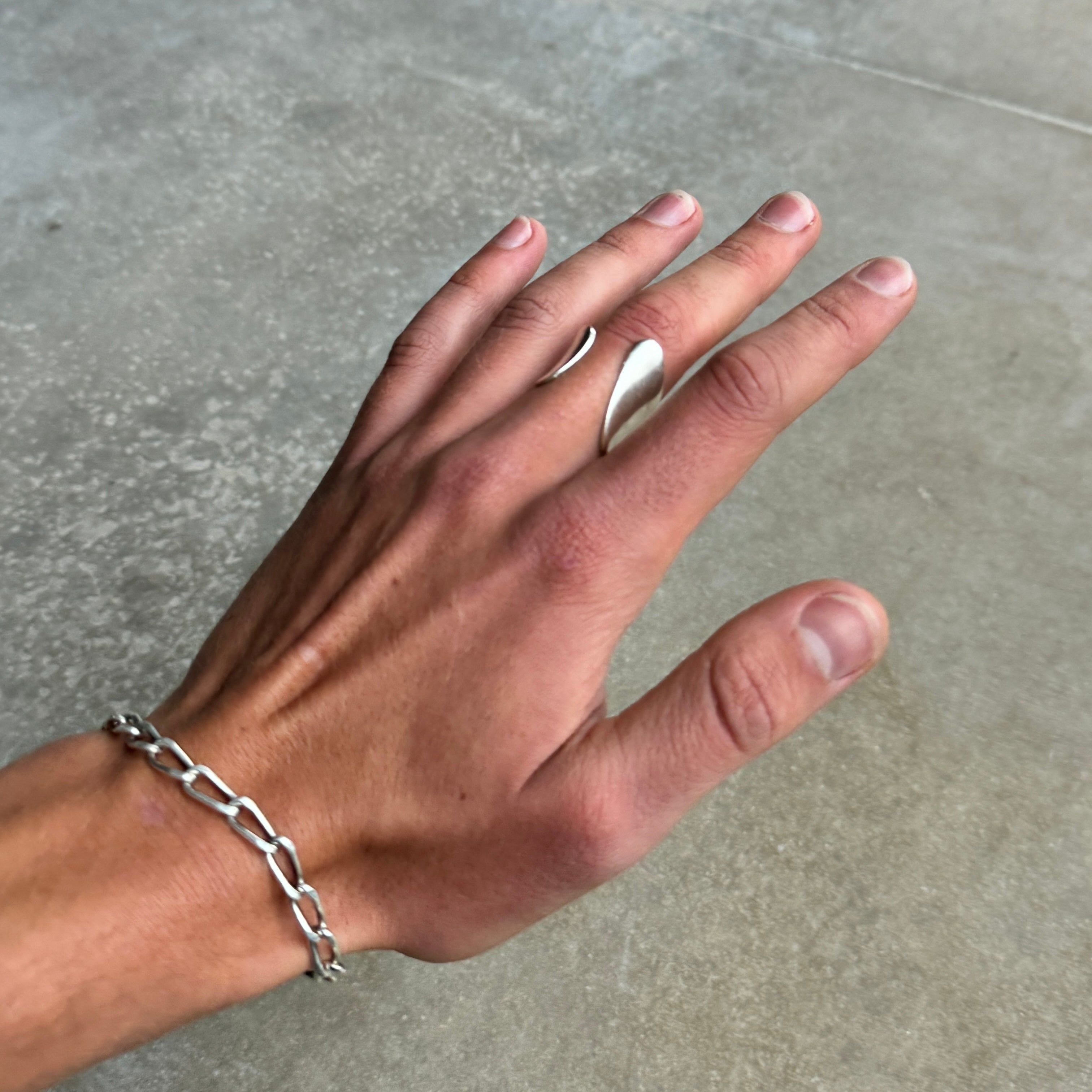 Abstract Asymmetric Silver Ring