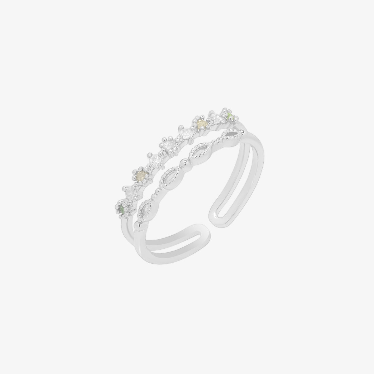 Peridot Cubic Layered Ring